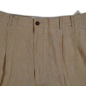 Genelli Linen Pants 34x31 NWT Men's Flat Front Taupe Tan Sand Lightweight Casual